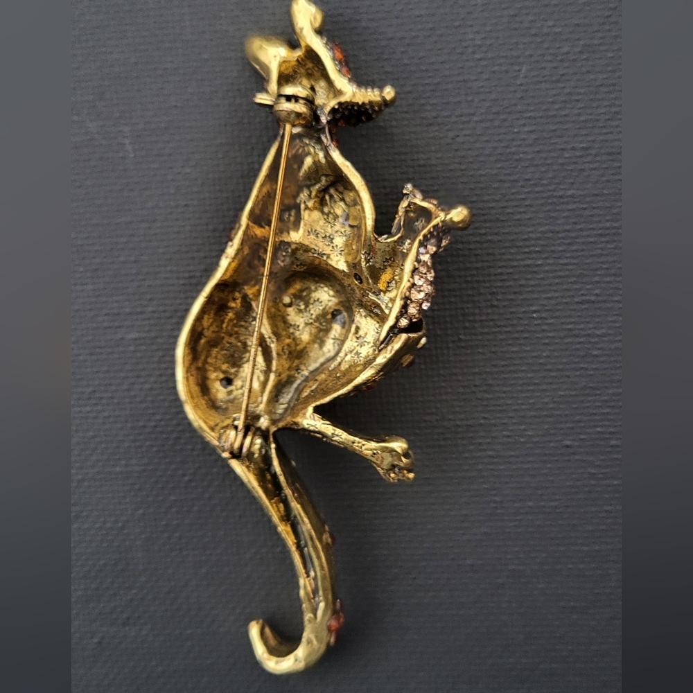 Gold-Tone Kangaroo Brooch with Orange and Pink Accents - Picture 2 of 2
